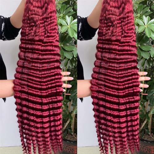 Burgundy Color #99j Human Hair Deep Wave 13X4 Lace Front Wigs | Human Hair Wig | Lace Front